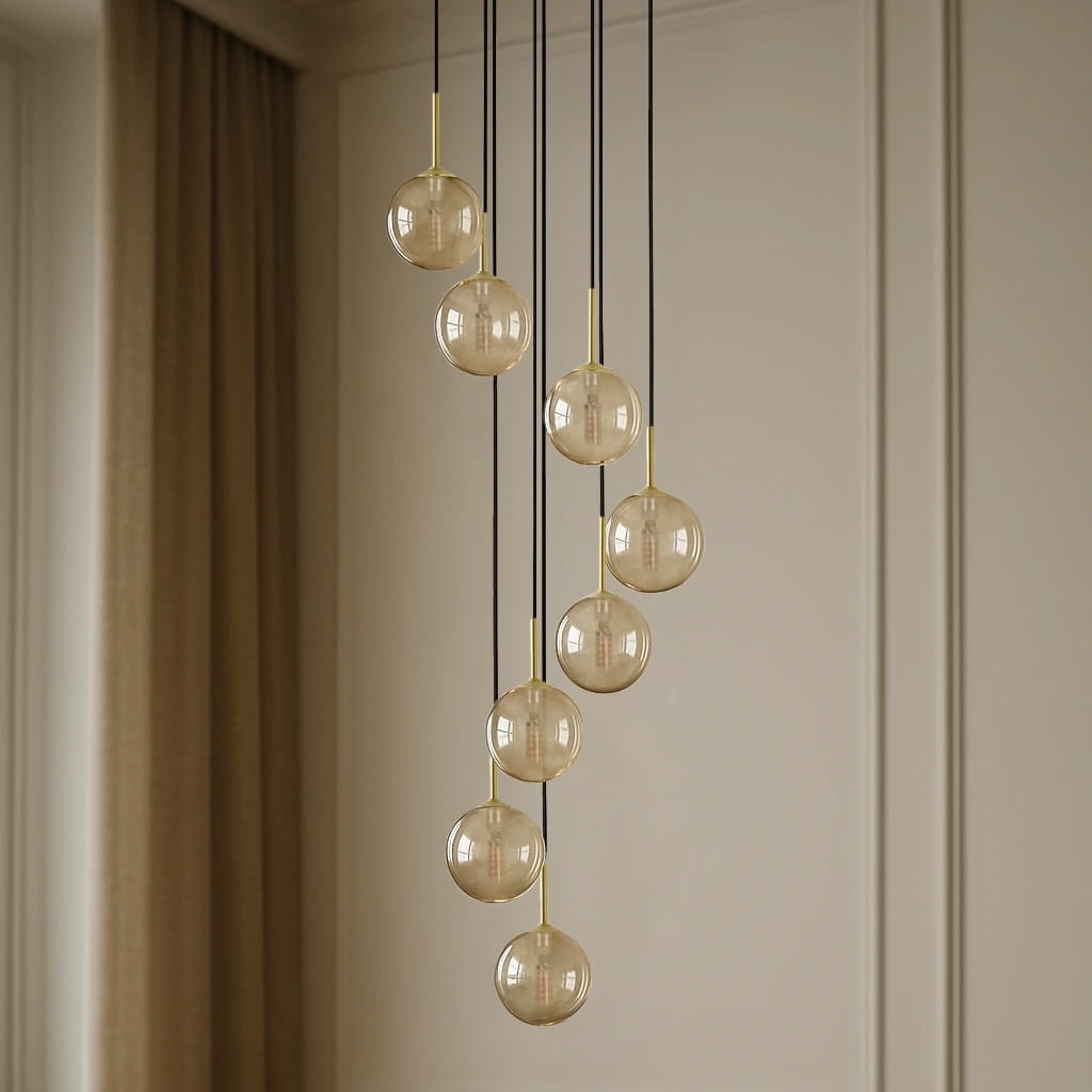 Lampa wiszaca spiralna - Galaxy 8, bursztynowe klosze, do nowoczesnych wnętrz, aranżacja.jpg