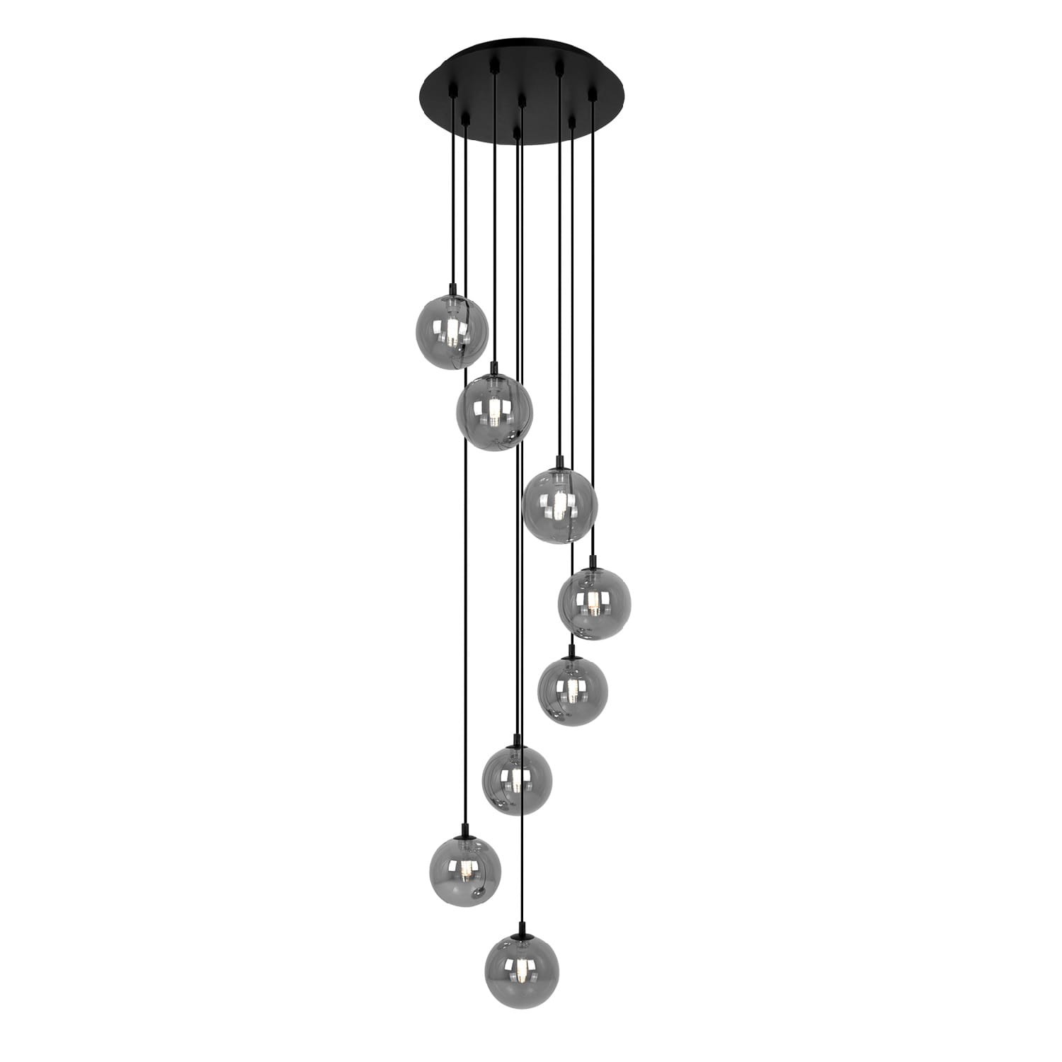 Lampa wiszaca spiralna - Dori 8, grafitowe klosze, do nowoczesnych wnętrz.jpg