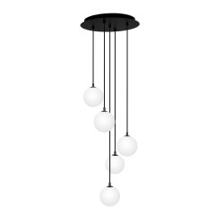 Lampa wisząca pięć szklanych mlecznych kloszy Aspen5.jpg
