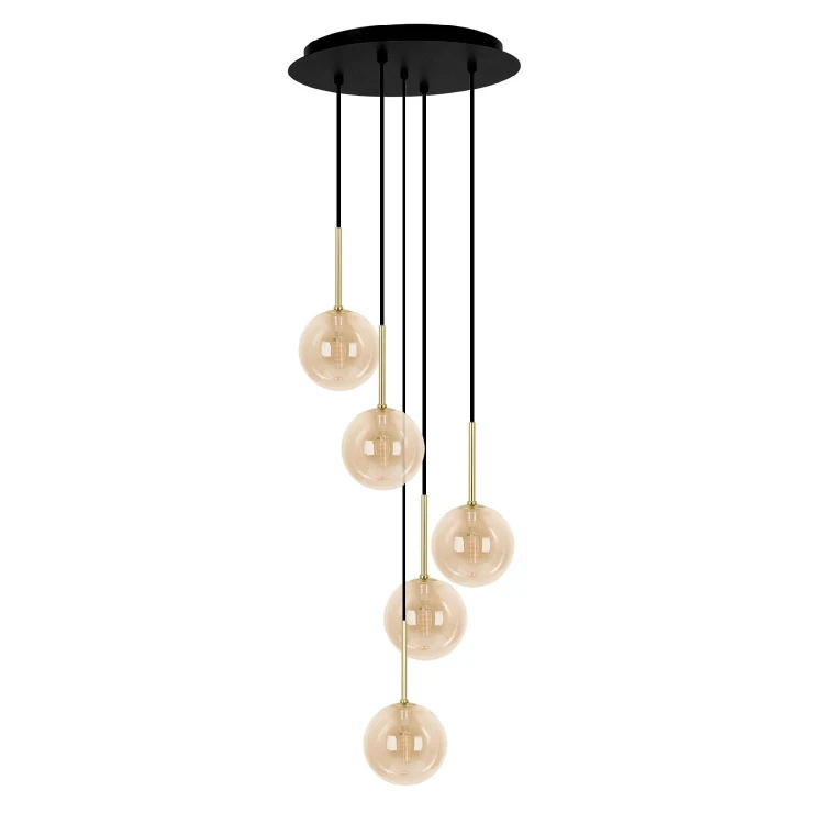 Galaxy 5 pięć kloszy bursztynowych, oświetlenie stolika kawowego w salonie, spiralna lampa do wysokiego salonu.jpg