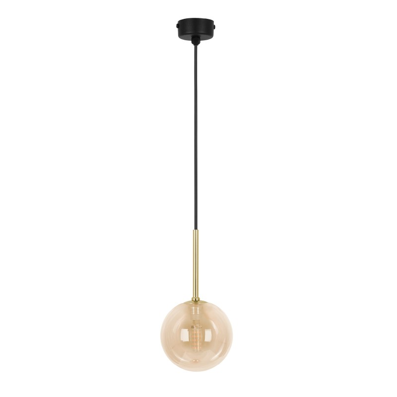 Pojedyncza lampa wiszaca Galaxy, klosz pojedynczy szklana kula, kolor miodowy- bursztyn, żarówka G9.jpg