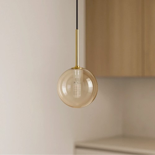 Pojedyncza lampa wiszaca Galaxy, klosz pojedynczy szklana kula, kolor miodowy- bursztyn,.jpg