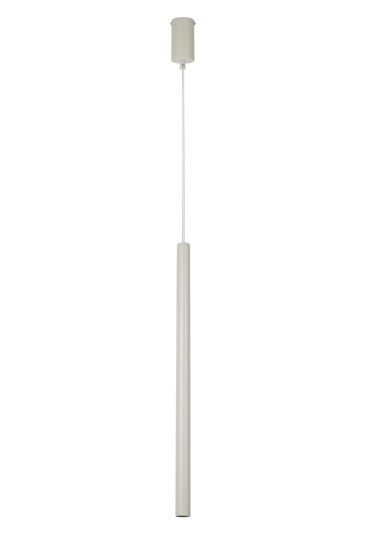 Lampa wisząca pojedyncza Sopel  szary-beż – elegancja w minimalistycznej formie podłużnej rurki 50cm długości.jpg