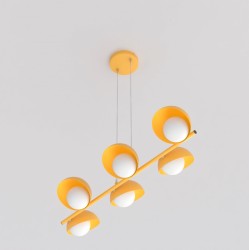 Boom 6 pomarańczowa nowoczesna lampa wiszaca, szęśc kloszy, designerskie oświetlenie.jpg