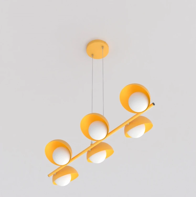 Boom 6 pomarańczowa nowoczesna lampa wiszaca, szęśc kloszy, designerskie oświetlenie.jpg