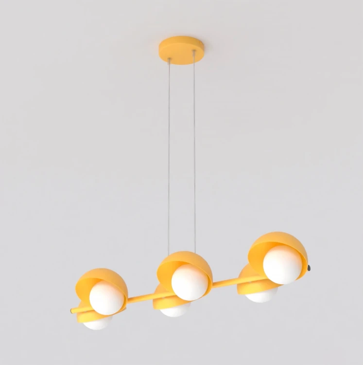 Boom 6 pomarańczowa nowoczesna lampa wiszaca, szęśc kloszy, modne oświetlenie w kuchni i jadalni.jpg