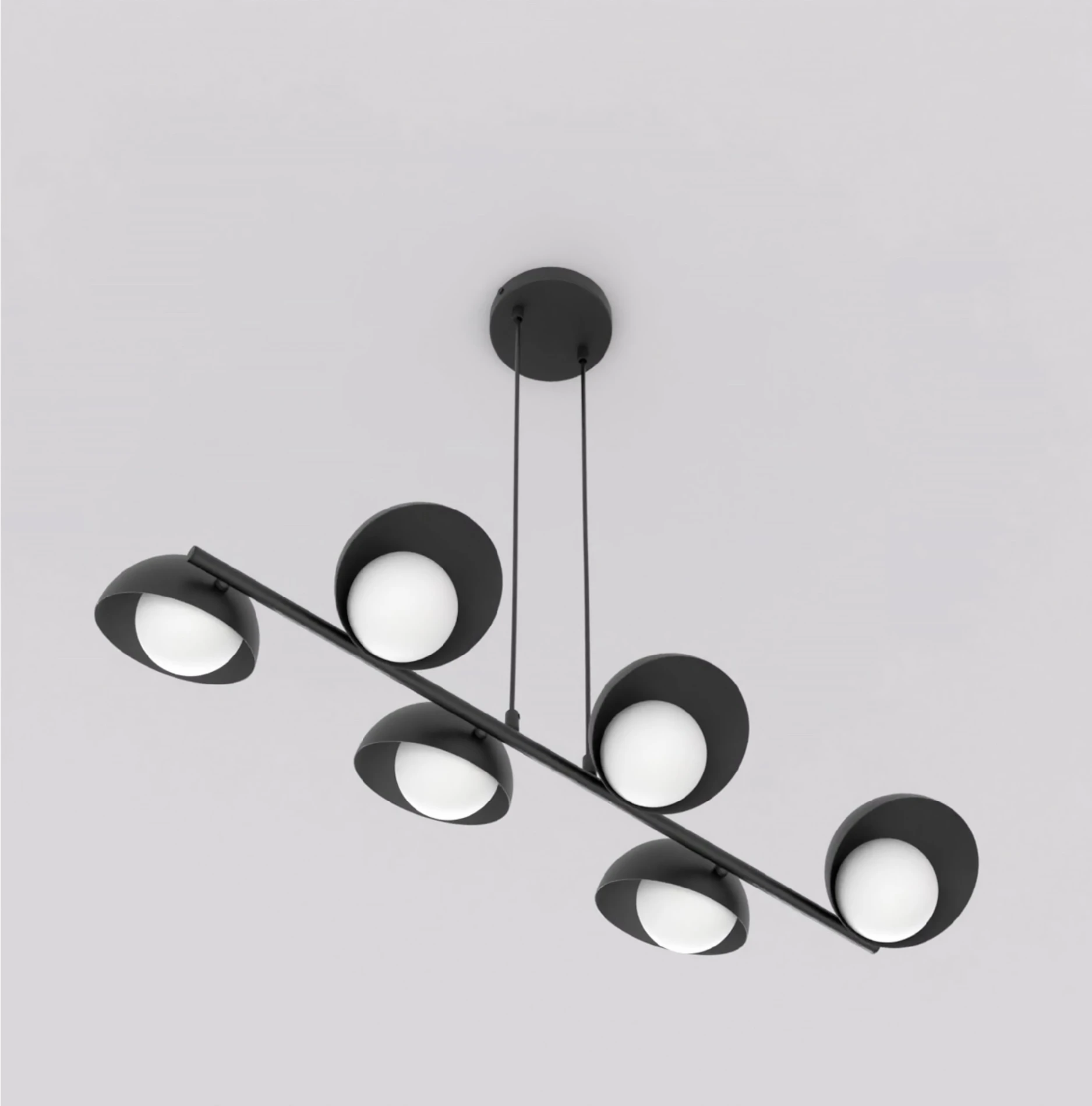 Młodzieżowa czarna lampa wisząca Boom 6 do nowoczesnej sypialni.jpg