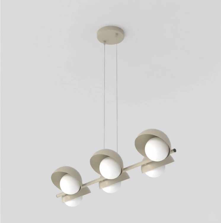 Designerska lampa Boom 6 mokka nad podłużny stolik kawowy.jpg