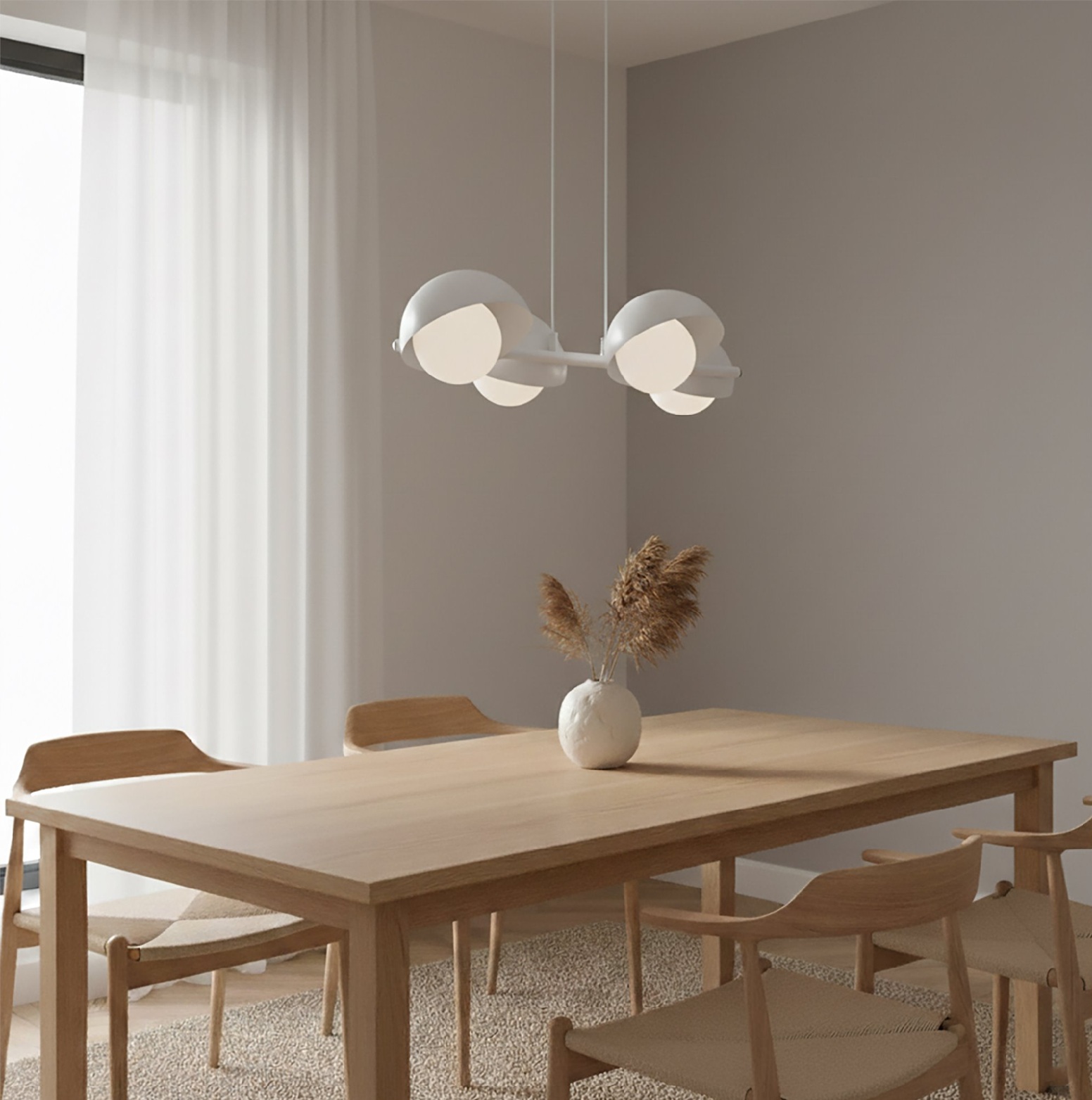 Lampa wiszaca nad mały stolik, kolor  biały, Boom 4 biała aranżacja.jpg