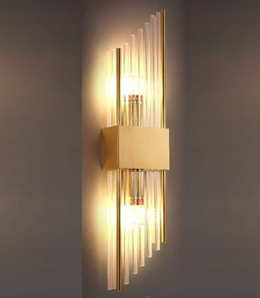Kinkiet kryształowy Shine z mosiądzu w kolorze złota 55 cm.jpg