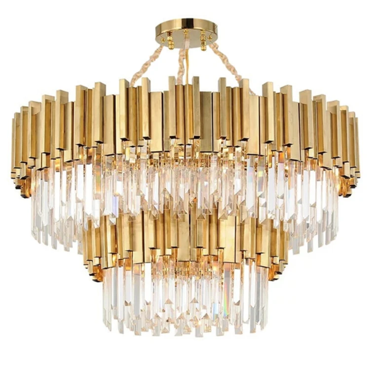 Żyrandol kryształowy nowoczesny Illuminating 75 złoto-miedziany dwie kaskady.jpg