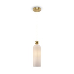 Lampa wisząca Venesia ze szkła mrożonego, ryflowany klosz 35 cm, złota oprawa.jpg