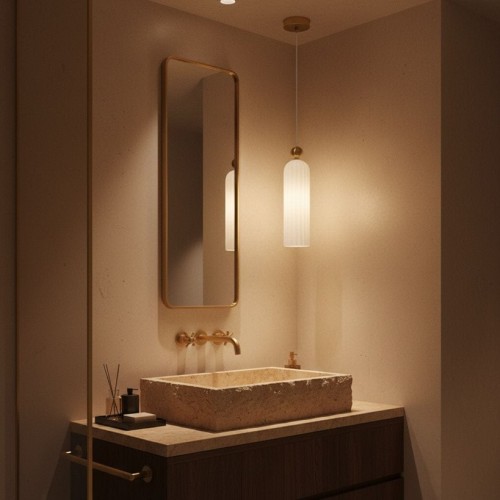 Venesia lampa wisząca – ryflowane szkło mrożone i mosiężne detale oświetlenie łazienki.jpg