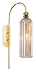 Kinkiet ścienny Venesia art deco, ryflowane szkło bursztynowe.jpg