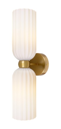 Podwójny kinkiet Venesia 43 cm, mleczne  szkło ryflowane, złoty mosiądz.jpg