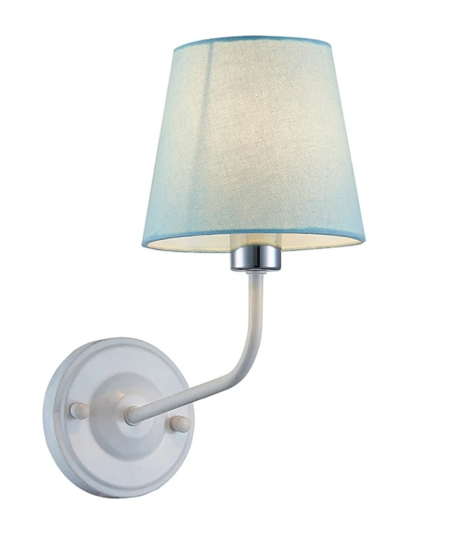 York kinkiet  klasyczny biały, klosz niebieski