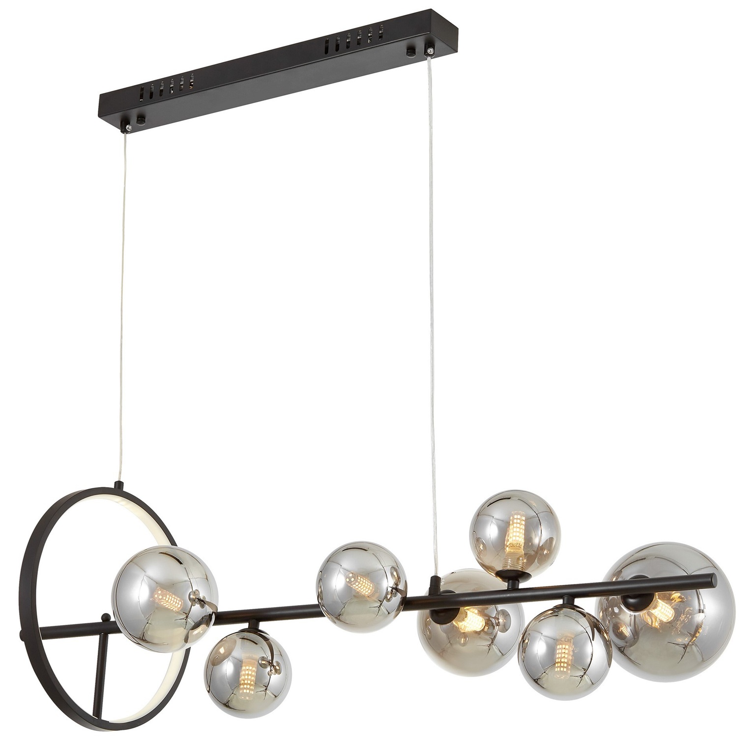 lampa wisząca nad stół w kuchni, jadalni, czarna, klosz grafit, styl nowoczesny Boston 90 Long