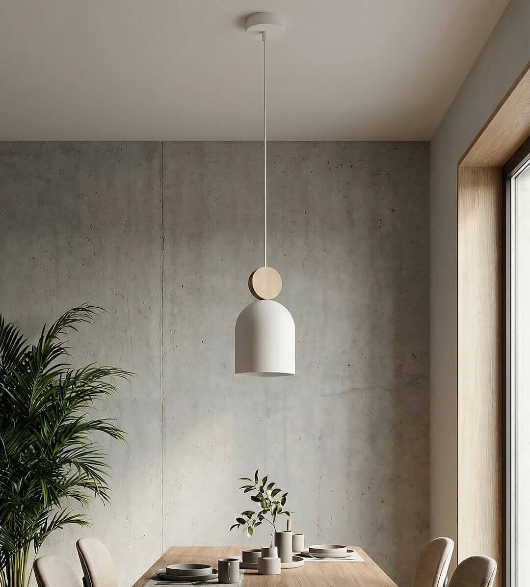 Minimalistyczna lampa wisząca Mesi 1 White do salonu w stylu nowoczesnym.jpg