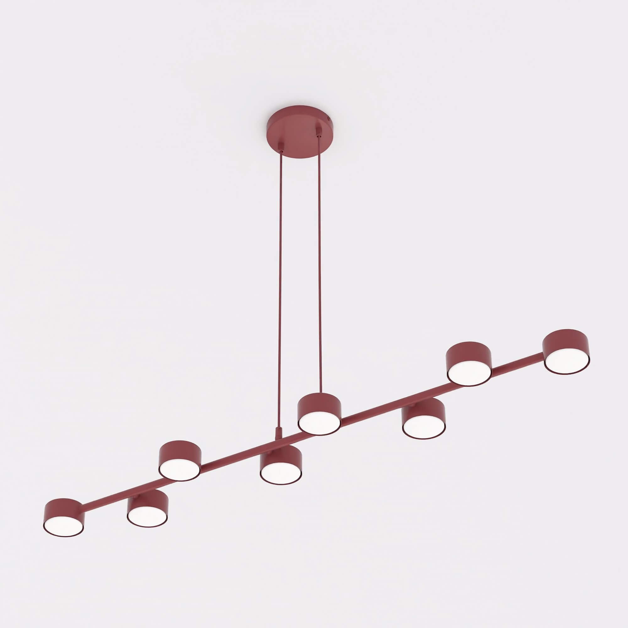 Megara 8 Burgund podłużna lampa wisząca nad stół i wyspę kuchenną.jpg